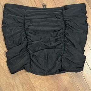 Black Ruched Mini Swim Skirt